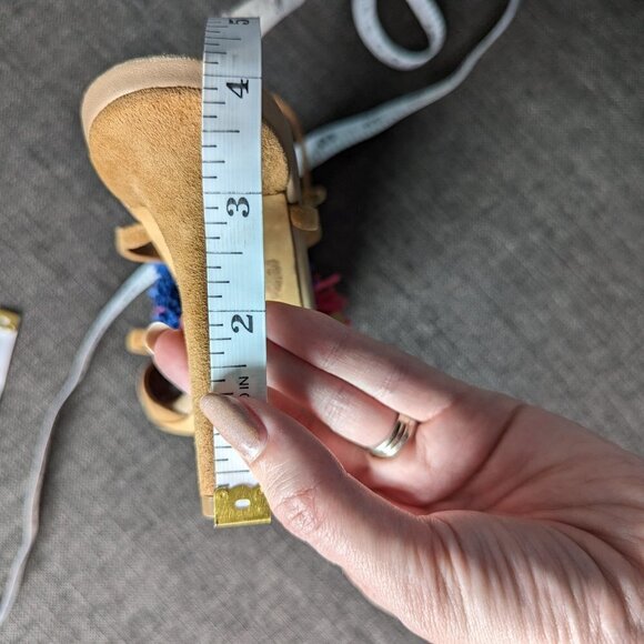 NWOB Malone Souliers Sherry Pompom Fringe Suede Heeled Sandals - Picture 9 of 10